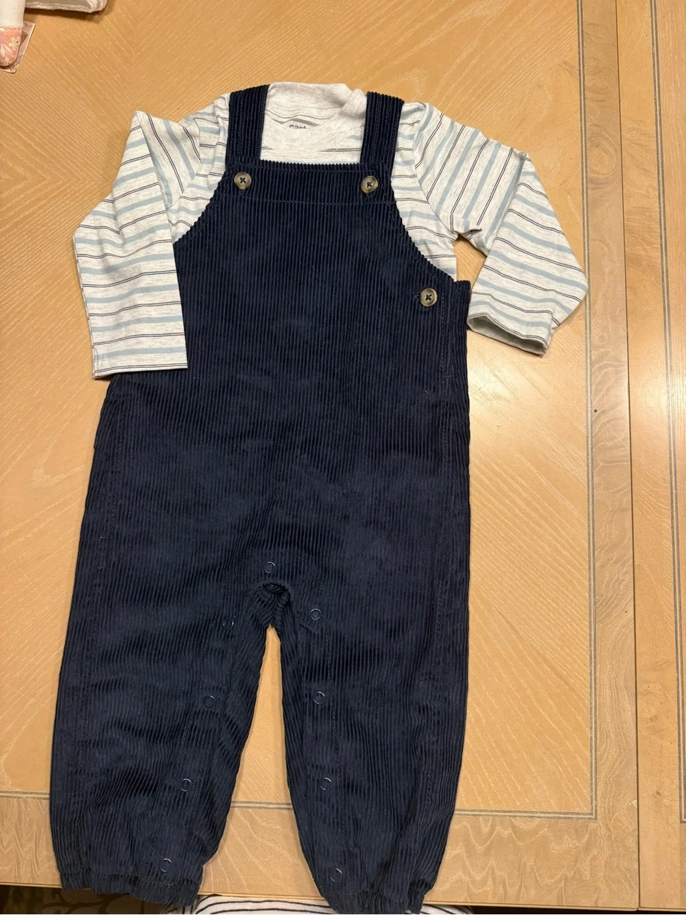 Carter's Navy Corduroy Overalls with Button Details